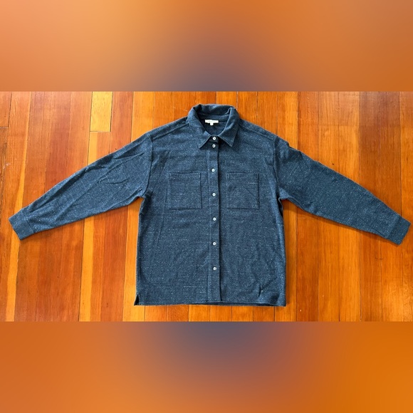 NWOT Madewell Men's Dark Blue Donegal Twill Long Sleeve Button-Up Shirt Medium - Picture 7 of 11